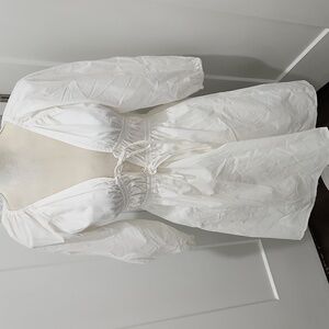 WAYF | Delancy Dress XS Long Sleeves Smocked Tie Closure Ivory New